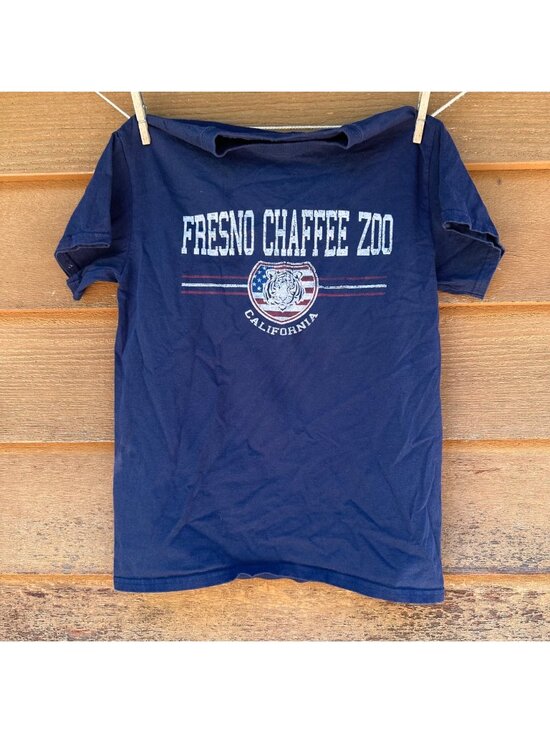 Unknown Other - Fresno Chaffee Zoo California Navy Blue Short Sleeve T-Shirt With Tiger Graphic